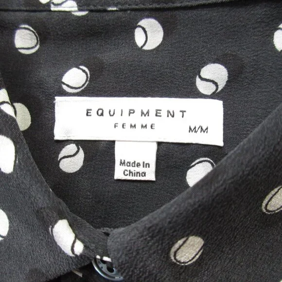 NWT Equipment Signature in Eclipse Tennis Ball Silk Button Down Shirt M - Picture 3 of 6